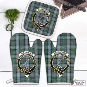 Alexander of Menstry Hunting Tartan Combo Oven Mitt & Pot-Holder with Family Crest
