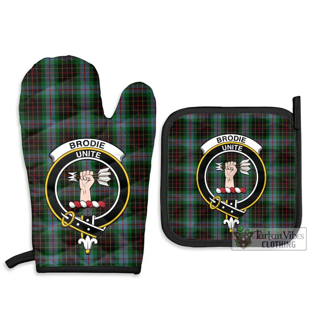 Brodie Hunting Tartan Combo Oven Mitt & Pot-Holder with Family Crest