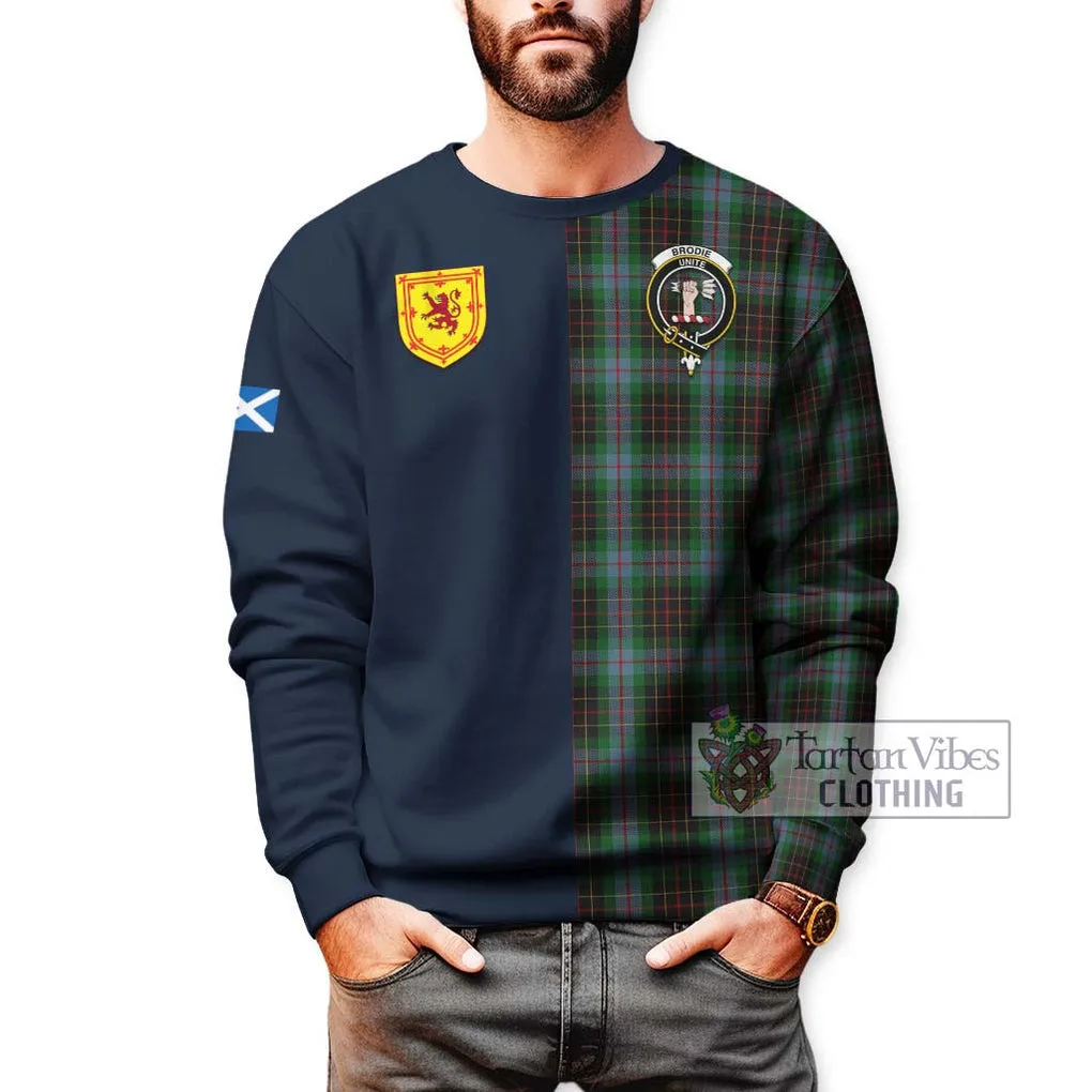 Brodie Hunting Tartan Sweatshirt Alba with Scottish Lion Royal Arm Half Style