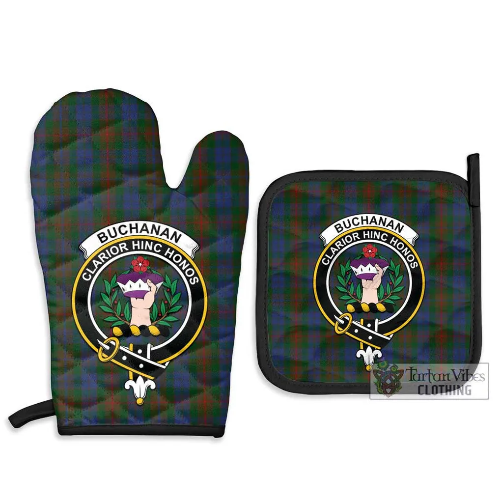 Buchanan Hunting Tartan Combo Oven Mitt & Pot-Holder with Family Crest