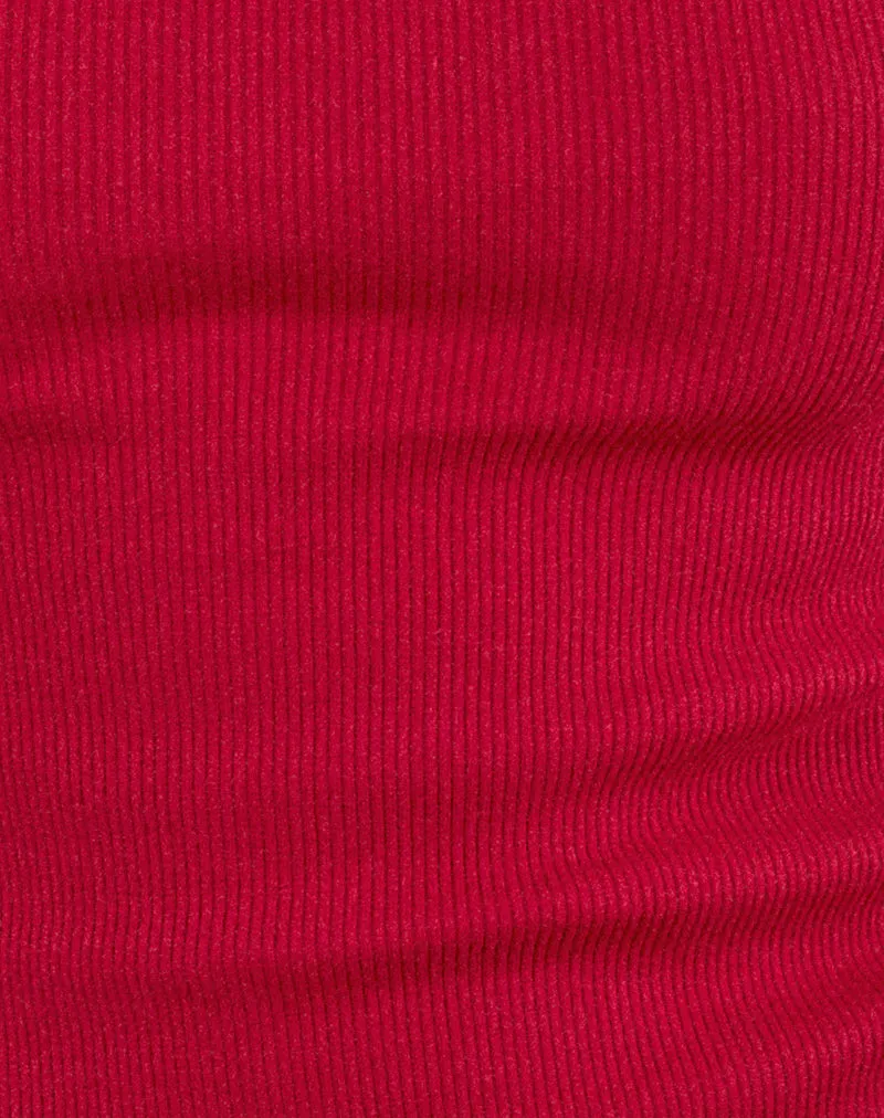 Cariter Racer Vest Top in Ribbed Adrenaline Red