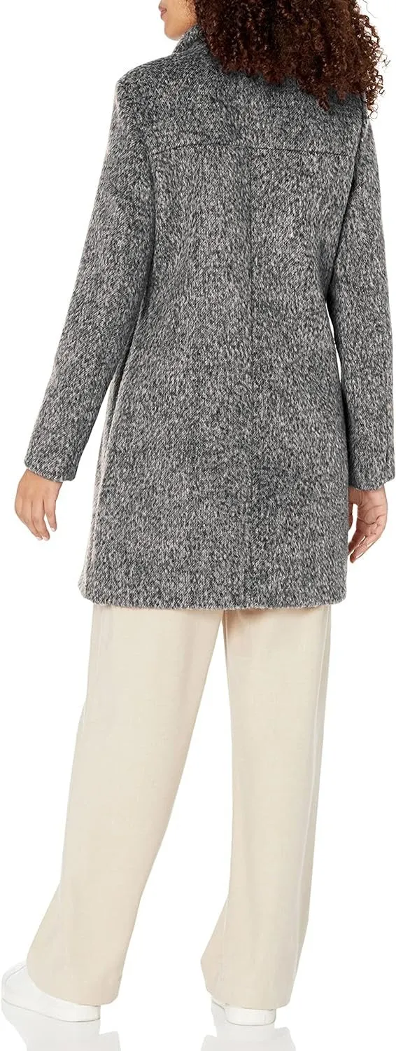 Kenneth Cole Women's Asymmetrical Pressed Boucle Wool Coat