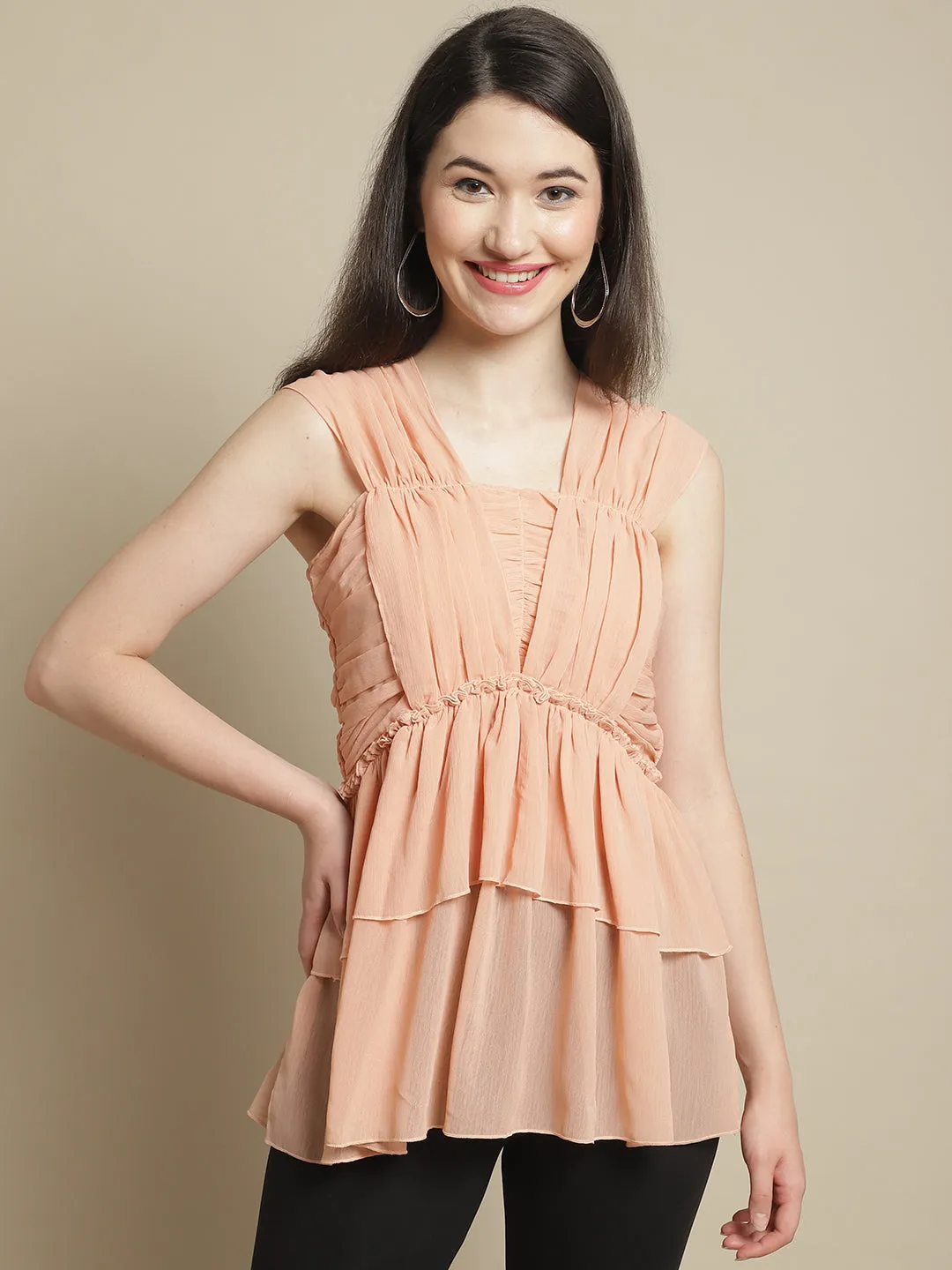 Peach Gathered Tunic
