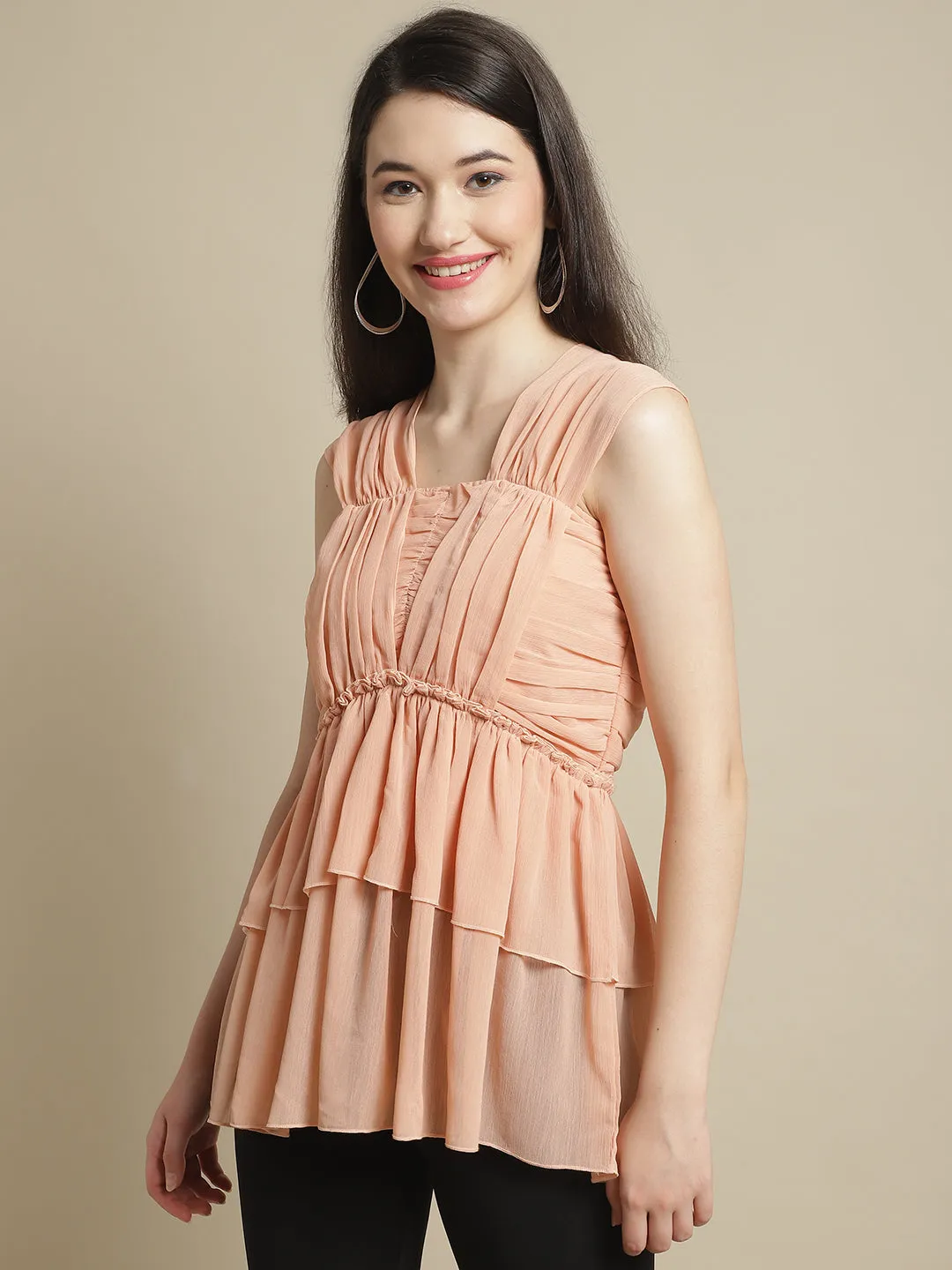 Peach Gathered Tunic
