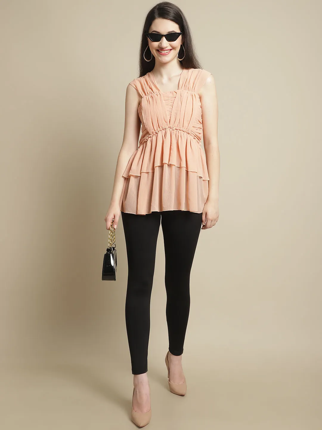 Peach Gathered Tunic
