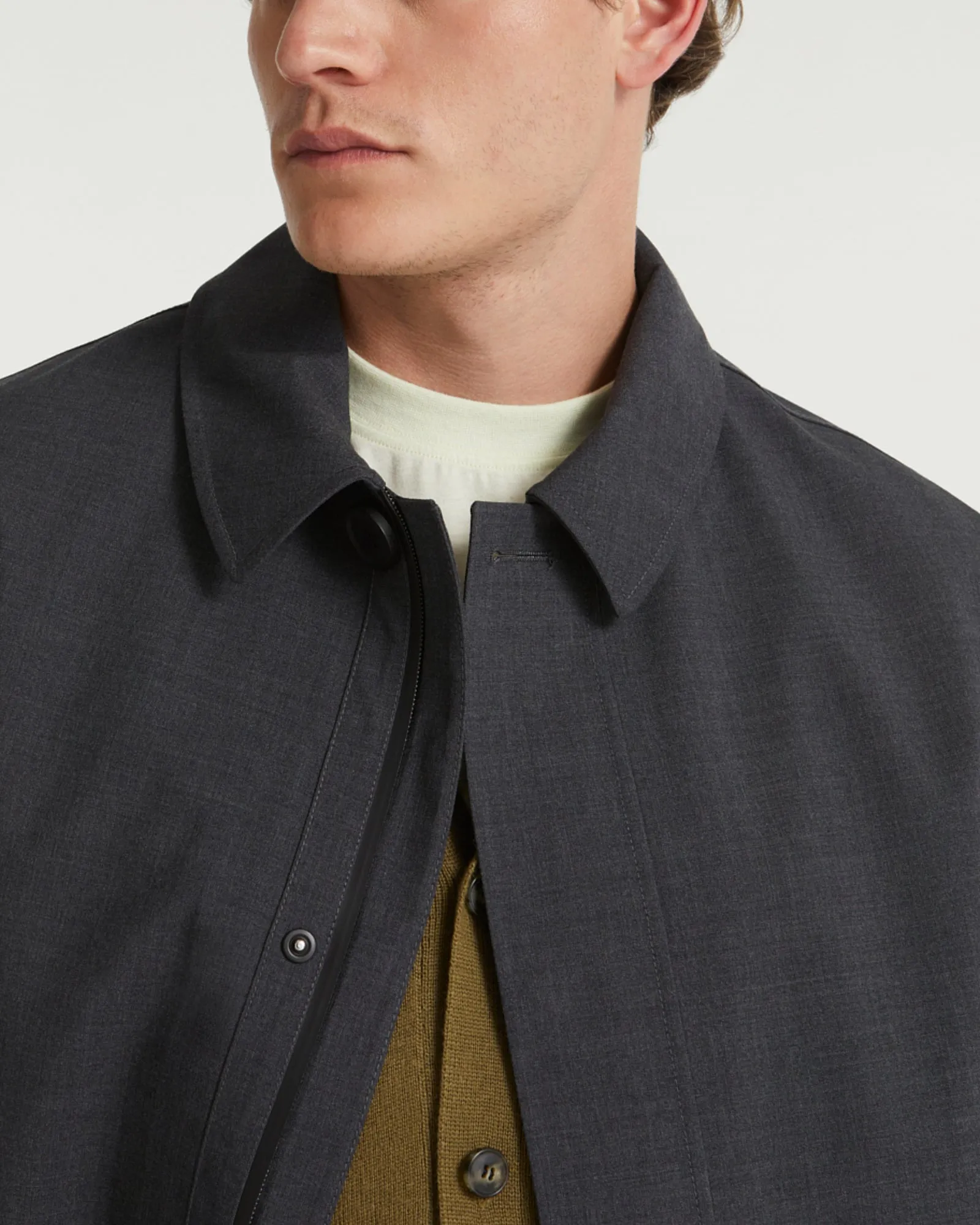 Technical cold wool Mac coat