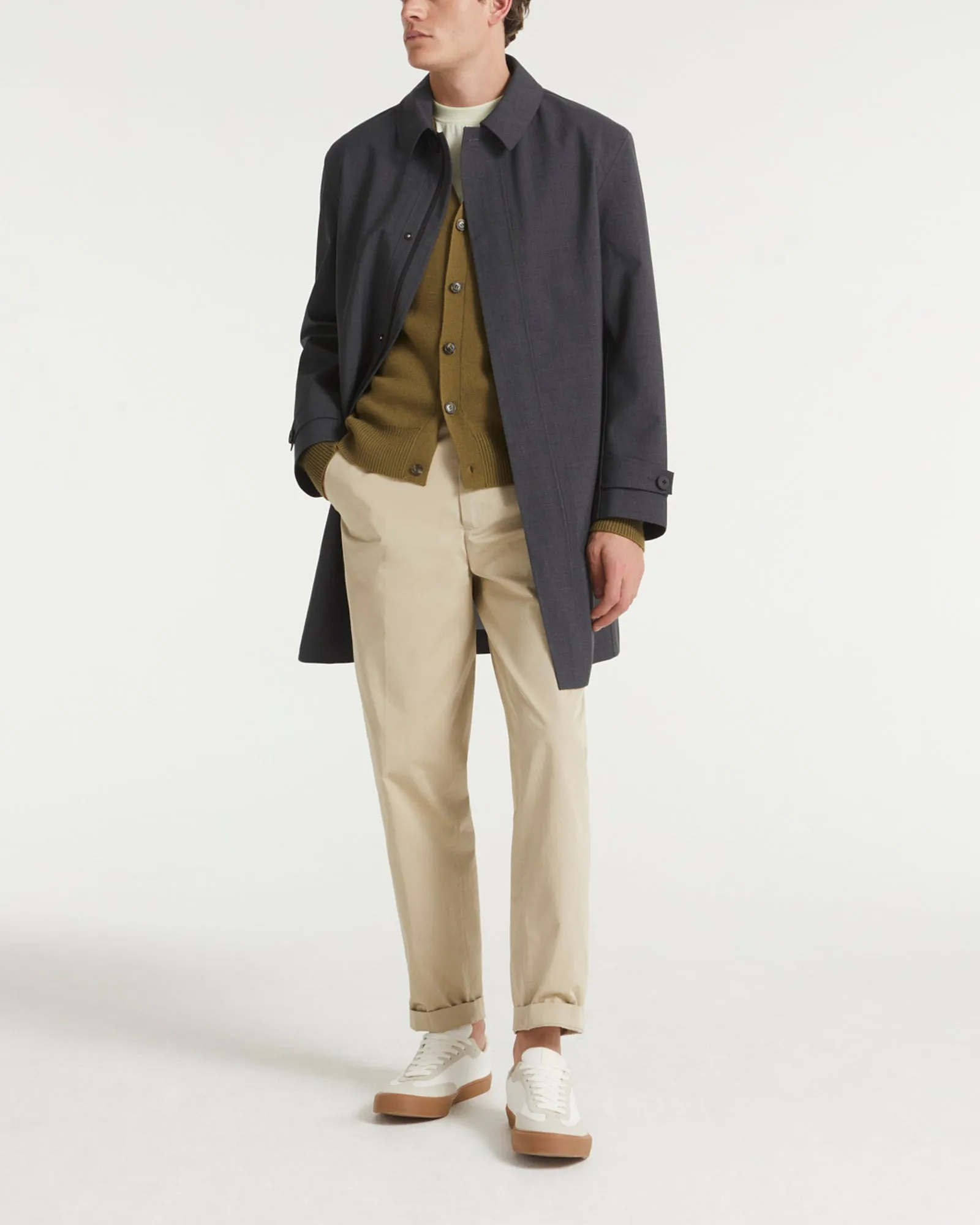 Technical cold wool Mac coat