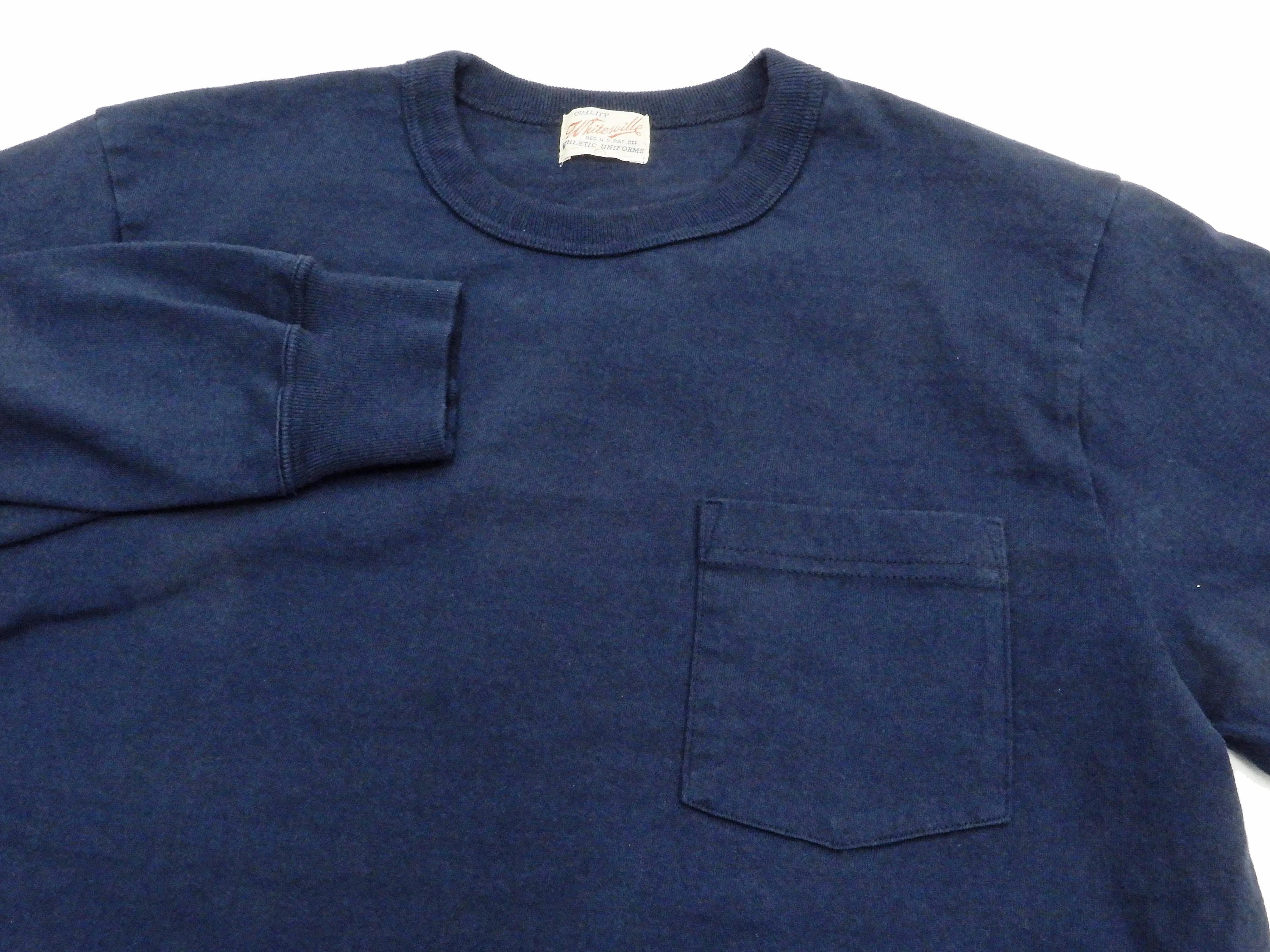 Whitesvill Plain T-shirt Men's Heavyweight Long Sleeve Pocket Tee WV68849 128 Dark-Blue